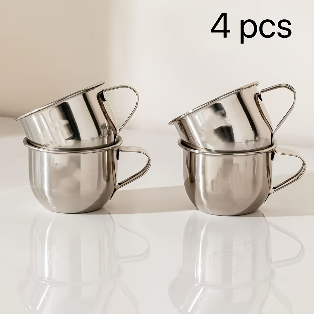 TEMU 4pcs Stainless Steel -coffee/ Tea/ Water Mug Cup Stainless Steel Camping, Travel Mug, , Modern Cup, Reusable Cup