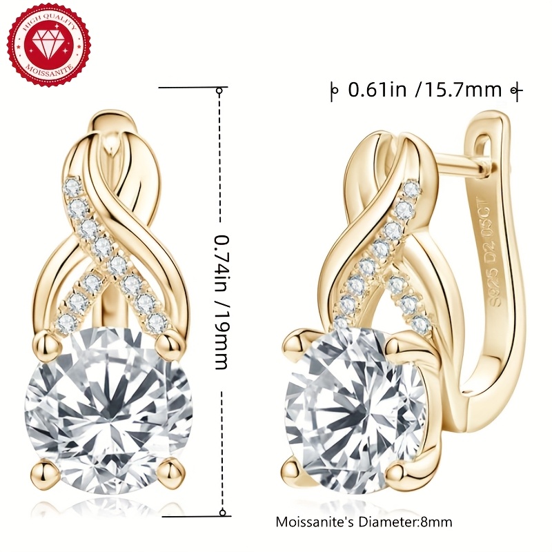 925   moissanite ring earrings in ear earrings   round cut 925 pure silver earrings lady earrings mothers day gift anniversary gift Product details 2