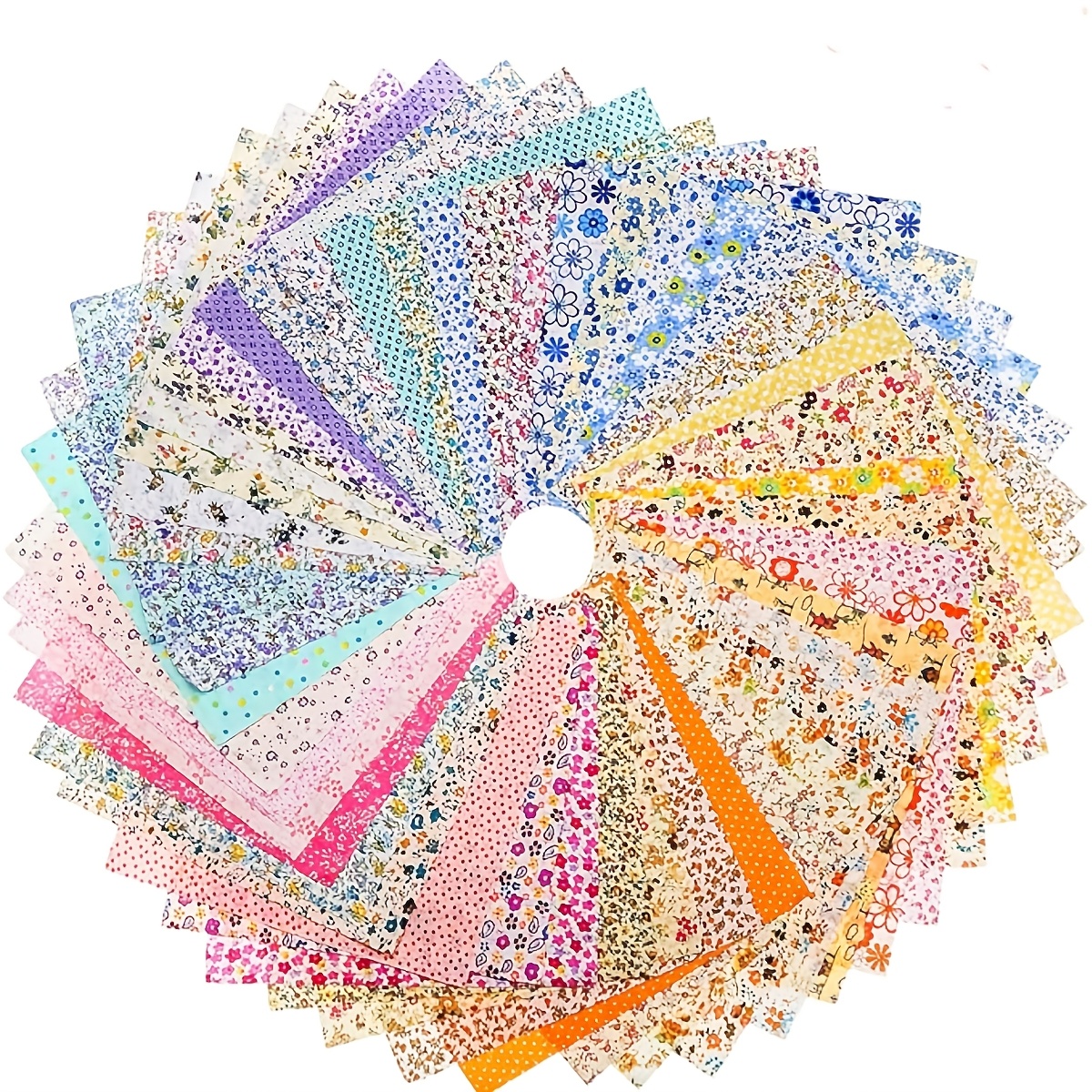 

50pcs Floral Quilting Fabric Squares, 3.93" Pre-cut Polyester Craft Material, Hand Wash Only, Diy Sewing For Bags, Dresses, Wallets, Pillows, Scrapbooking, Tablecloths, Wall Decor