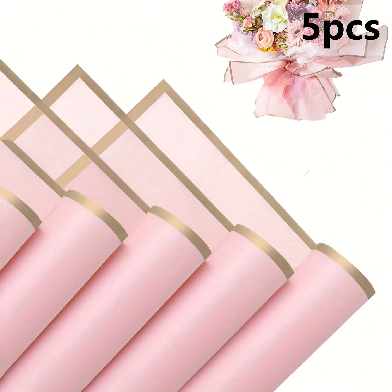 TEMU 5pcs Papier d'emballage Emballage Imperméable Adapté à de boîtes cadeaux Fournitures de fleuriste Artisanat Anniversaire, Mariage, Anniversaire,