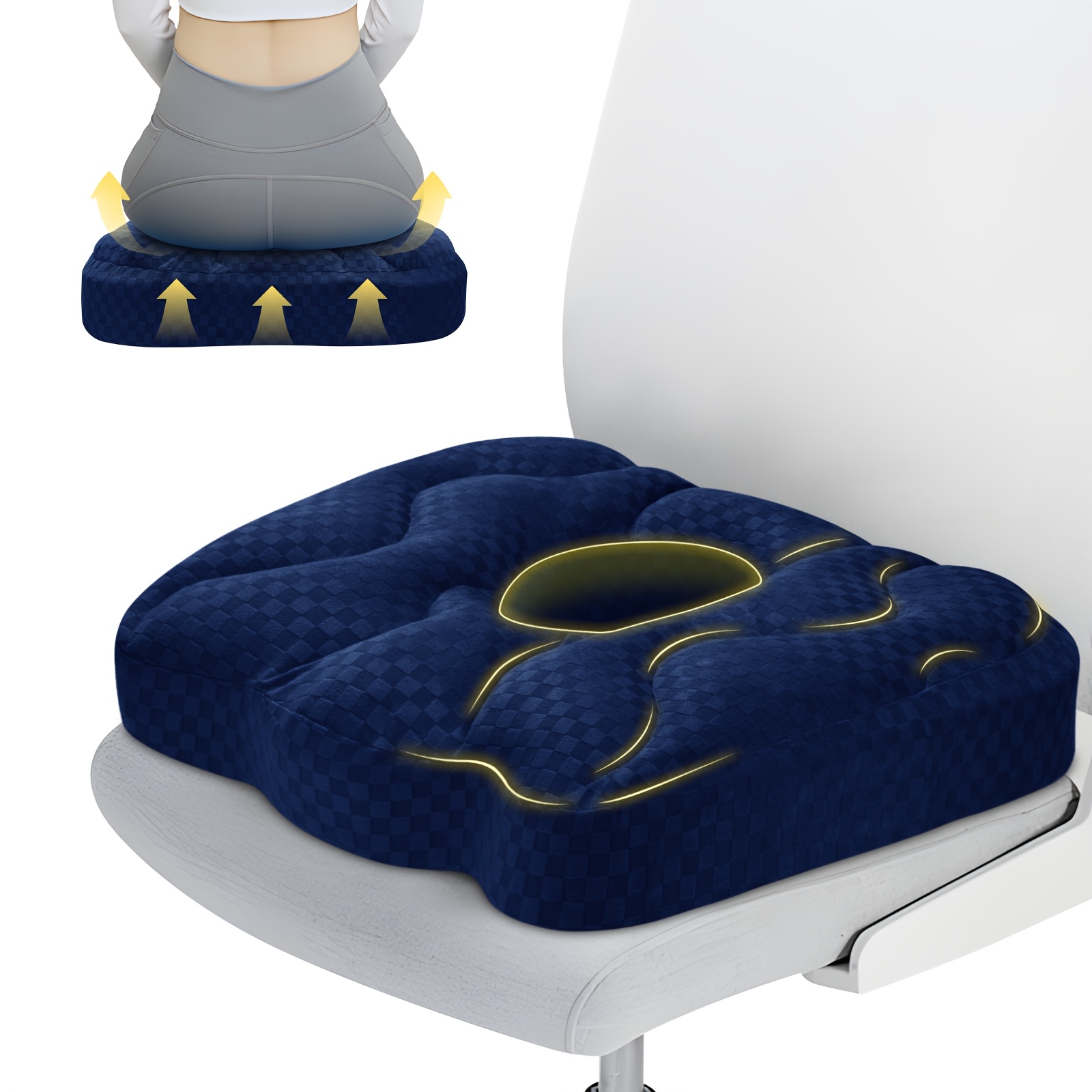 TEMU Ergonomic Breathable Seat Cushion, High-elasticity Foam Tailbone Cushion Designed For Hemorrhoids, Postoperative And Pregnancy, Suitable For