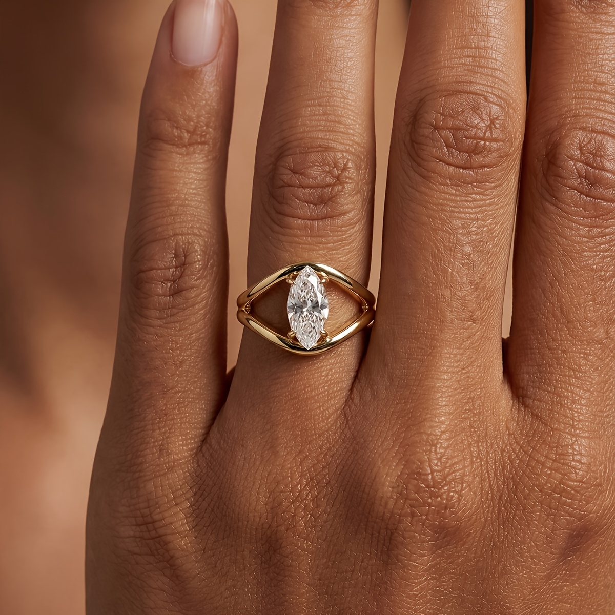 Women's Hollow Marquise Ring, Elegant Gift for All Occasions