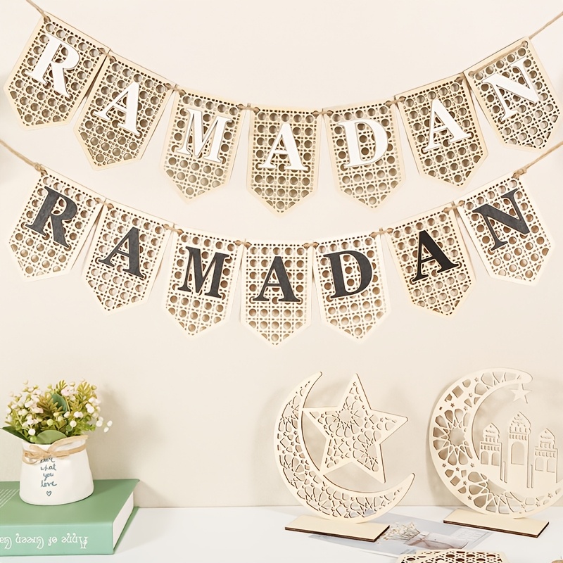 

Home New Ramadan Hanging Wooden Wall Decoration Pendant Home Decoration Wooden Crafts Letter Hanging 7pcs/group