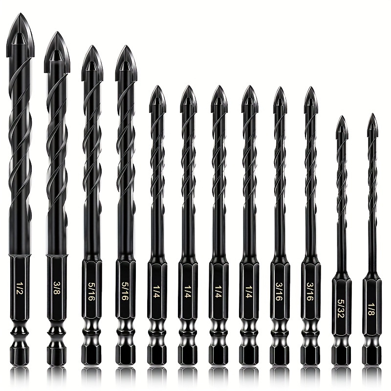 

7pcs Steel Drill Bit Set For Drilling Concrete, Cement, Tiles, Glass, Ceramics With Hexagonal Shank