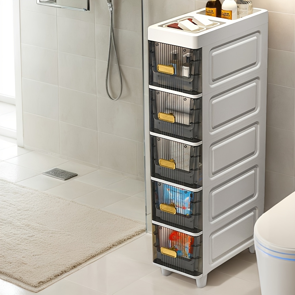 

Space-saving Slim Storage Cabinet With Drawers - Waterproof Pp, Organizer For