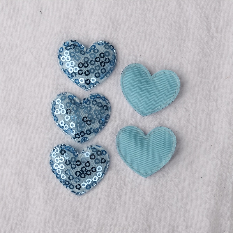 40pcs Colorful Sequined Cloth Love Heart Appliques