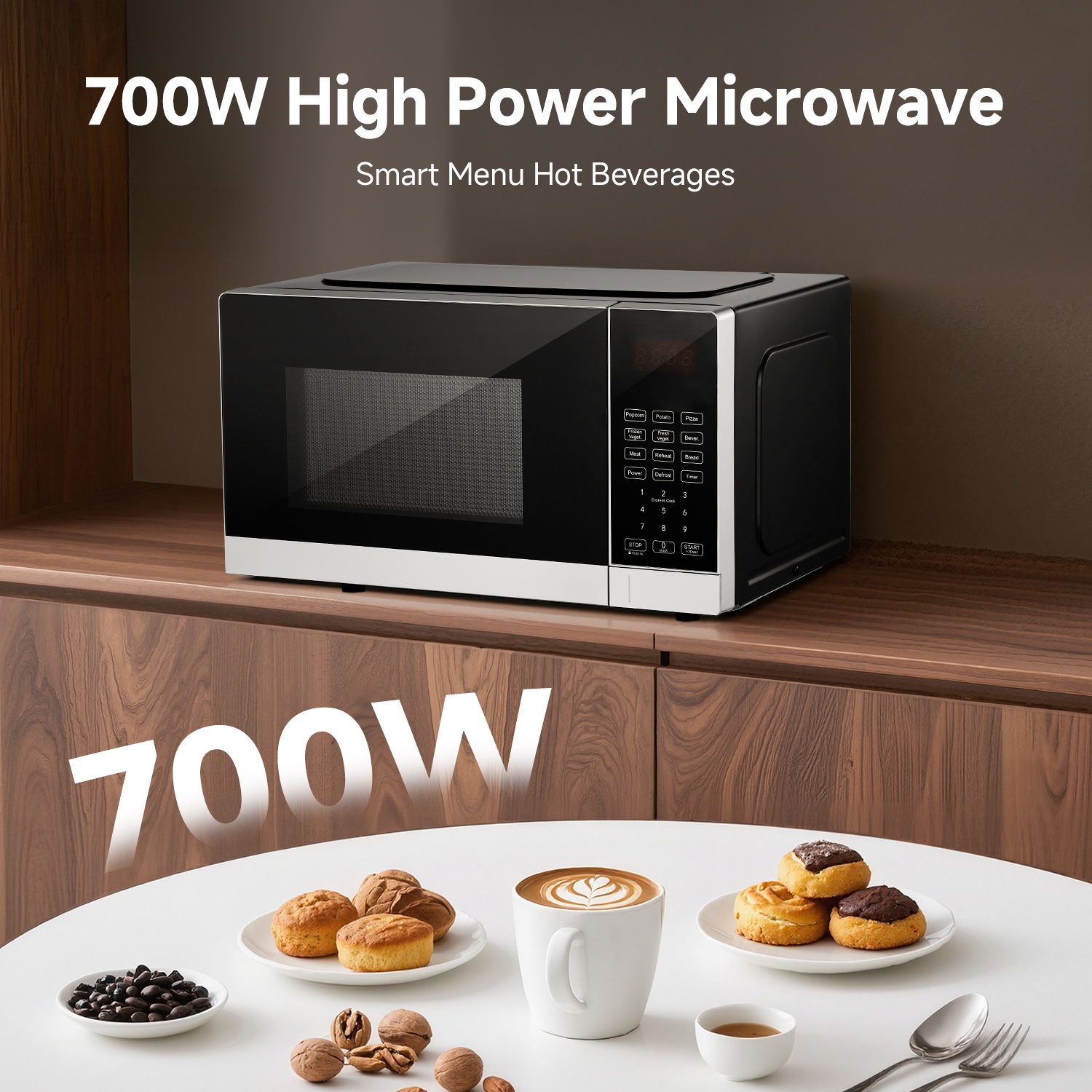 TEMU Amzchef 5.28 Gallon Small Microwave Kitchen Appliances- Tabletop Microwave With Rapid Heating, Microwave On, Unfreezing, And 9 Recipes, Quick Cooking For Family And Company .