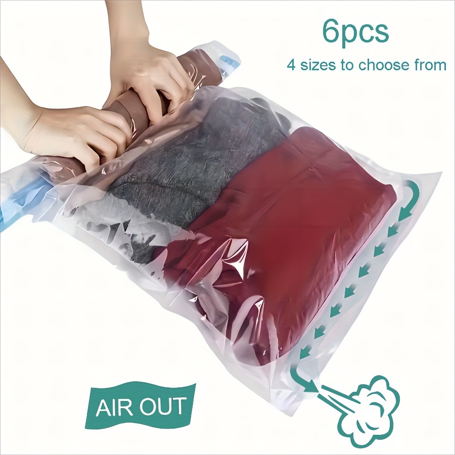 

6pcs Vacuum Storage Bag, Portable Plastic Travel Bag Clothes Storage Bag, For Blankets, Bedding, Clothes, Quilts, Duvets, Ideal Home Supplies, Storage Essentials
