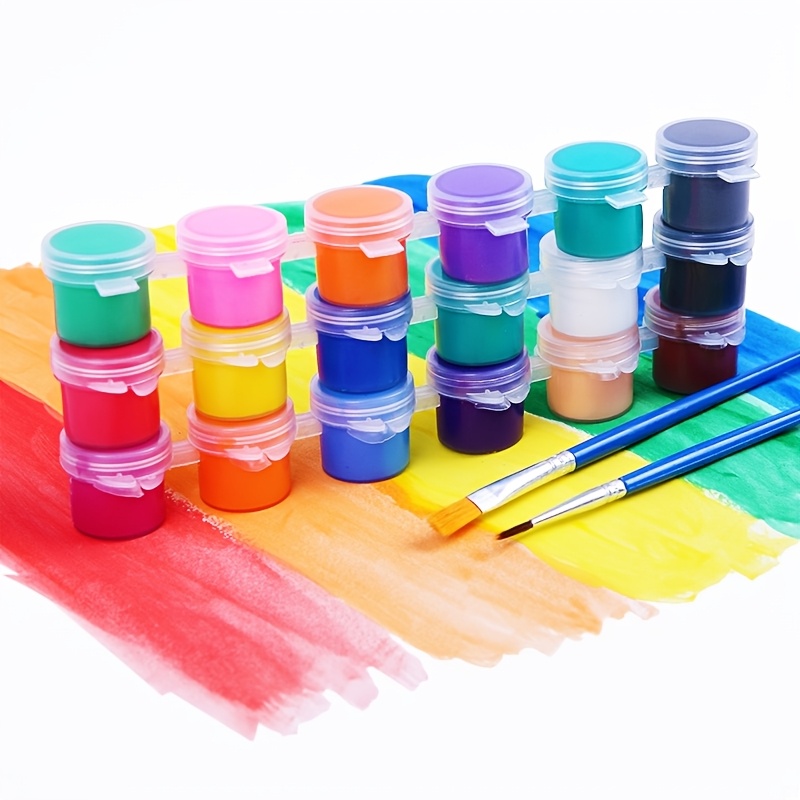 A Set of 12 Acrylic Paint Colors with 2 Paintbrushes, Suitable for School Art Projects And Crafts, Including a Set of Oil Painting Brushes.