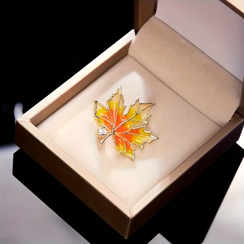 Maple Leaf Enamel Alloy Brooch Pin Badge Pin Leaf Shape - Temu