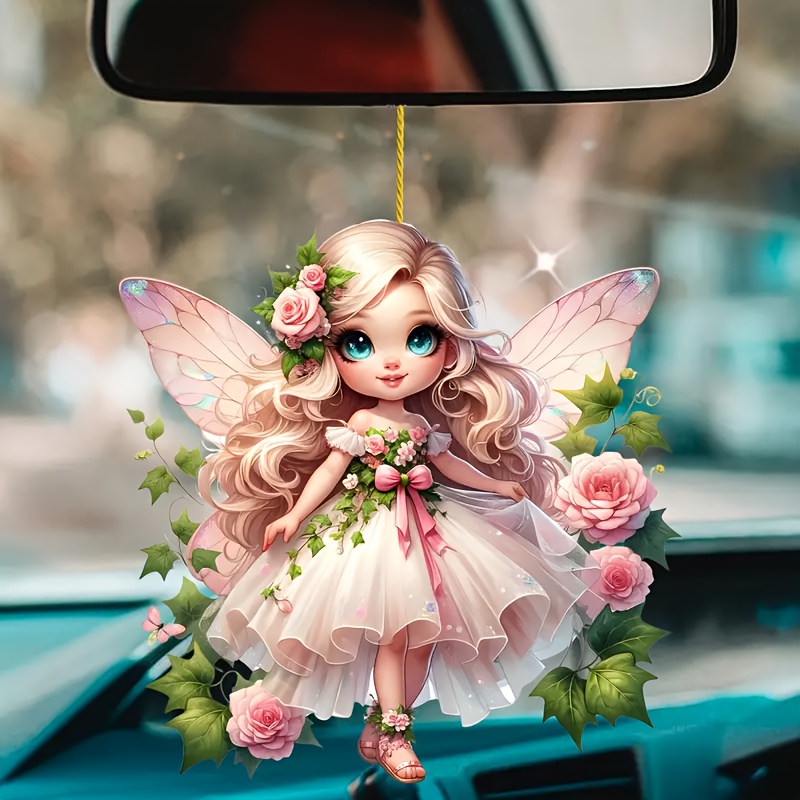 

Floral Fairy Acrylic Hanging Ornament - Dual-purpose Keychain And Backpack Decoration, Ideal For Christmas Tree Embellishment And Festive Season Decor