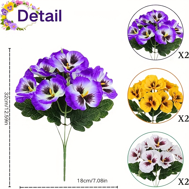 Image of 6 Artificial Spring Flowers, Uv-proof Cloth Flowers