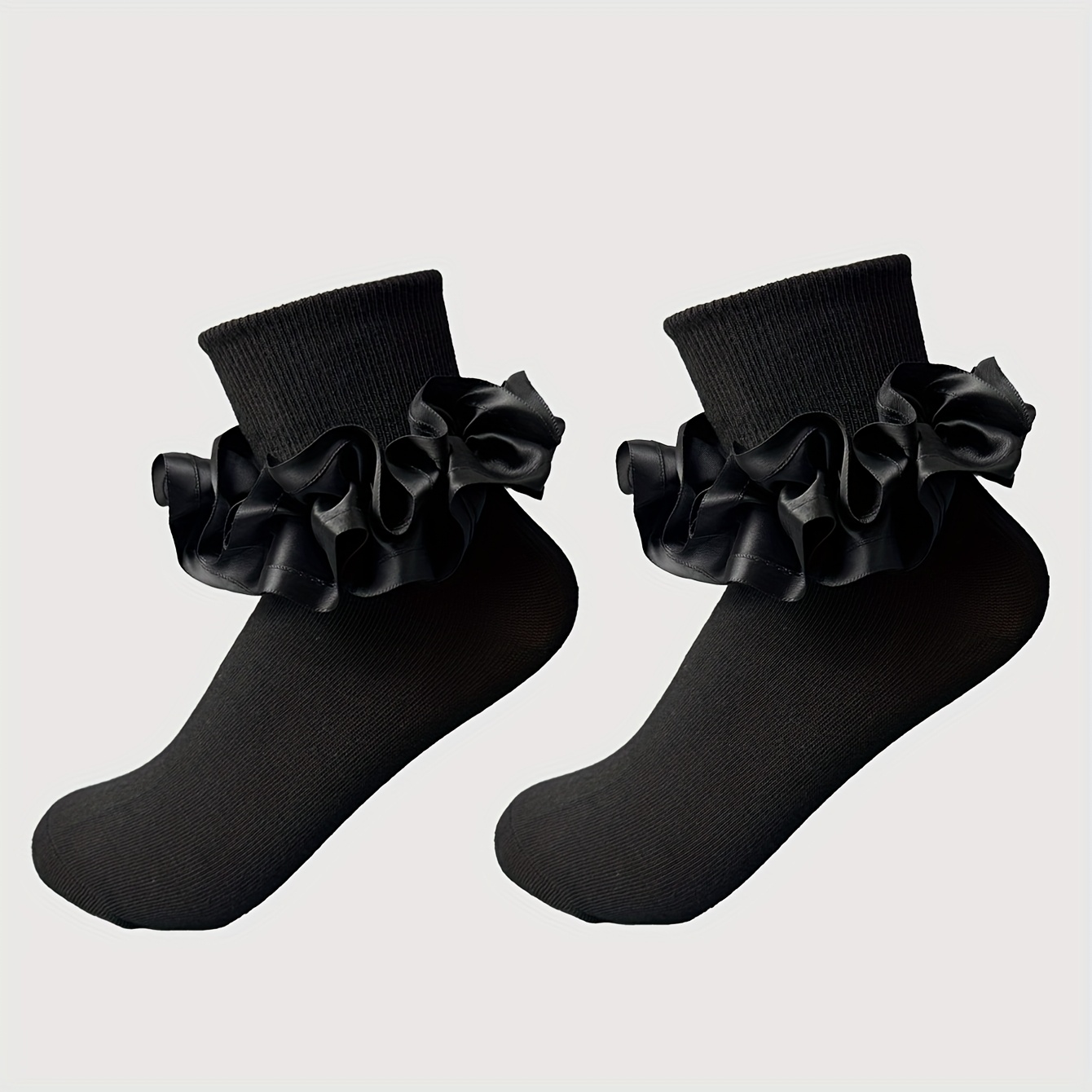 TEMU 1 Pair Women's Black Mid-calf Socks, Suitable For Dance, Parties, Casual Wear