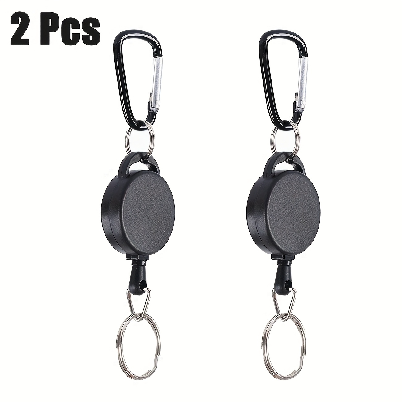 2pcs Outdoor Retractable Keychains Key Ring Pull Wire Key Ring Anti-lost Anti-theft Retractable, Portable, Suitable For Daily Life, Without Battery