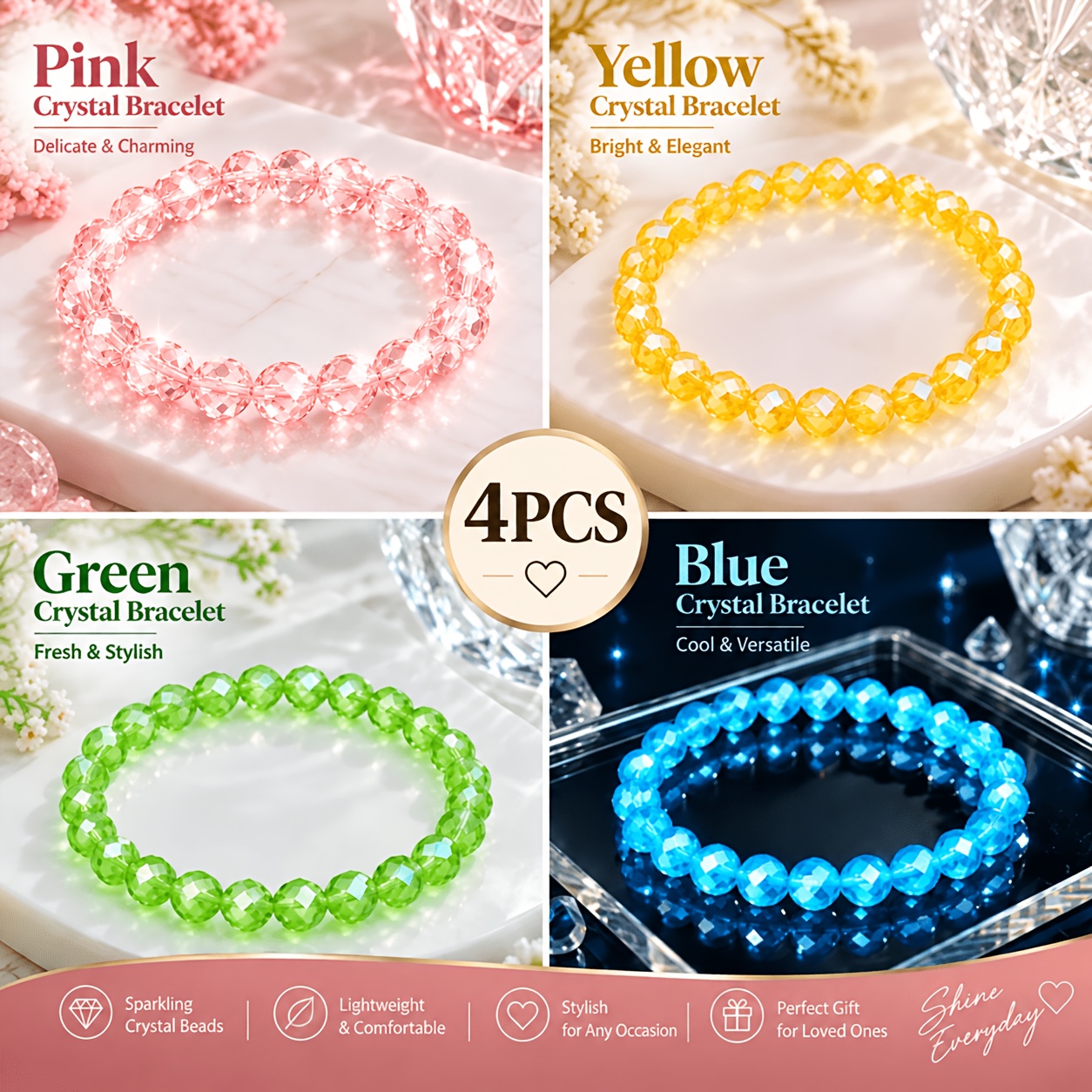 4pc Wealth-Inspired Bracelet Set, Unisex