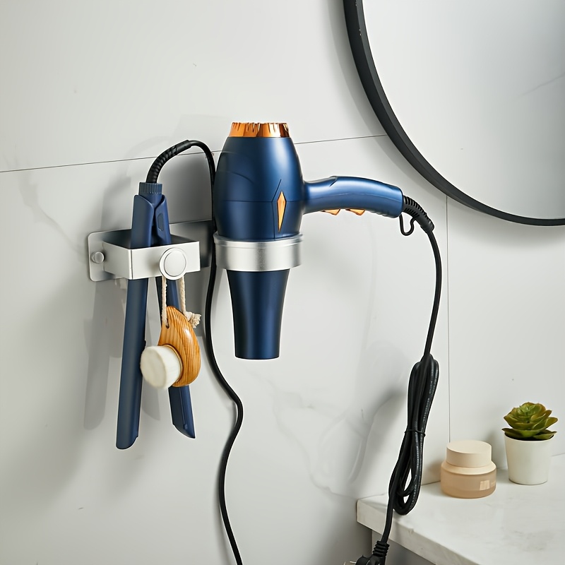 Wall-mounted Storage Rack For Hair Dryer, Straightener, And Iron Without  Drilling Holes In The Bathroom