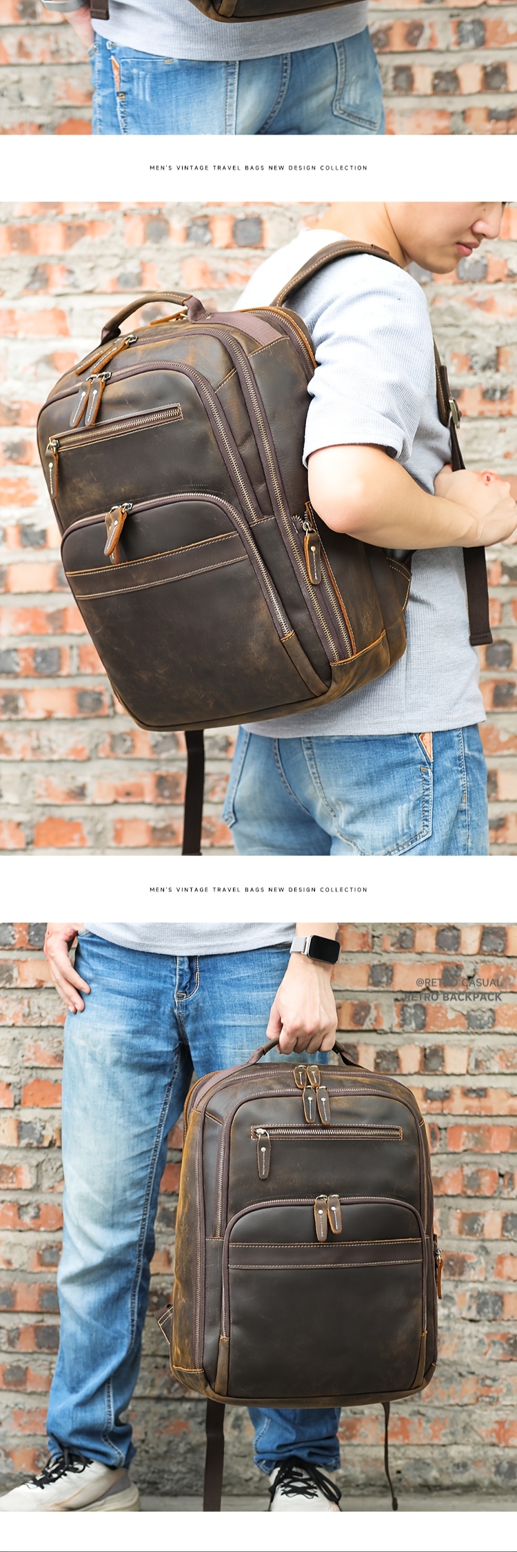 mens genuine leather laptop backpack 16 inch large Temu Canada