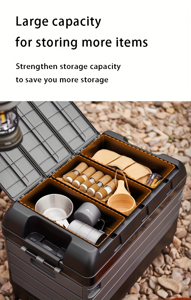 Gray Outdoor Folding Storage Box, Suitable for Car Trunk Storage, Collapsible Camping Box, Portable with Large Capacity for Camping Gear And Moving, Durable And Heavy-Duty Storage Solution