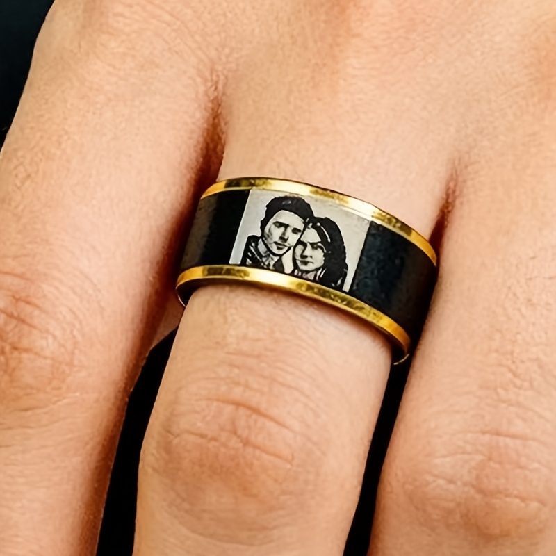 TEMU Customized Couple Rings With Laser Engraved Design