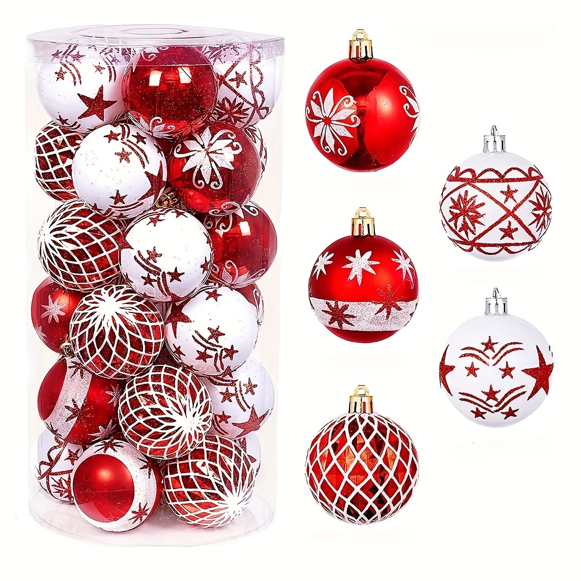 

30pcs Red & Christmas Ornaments, 2.36" Hanging Decorations - For Parties & , For Christmas