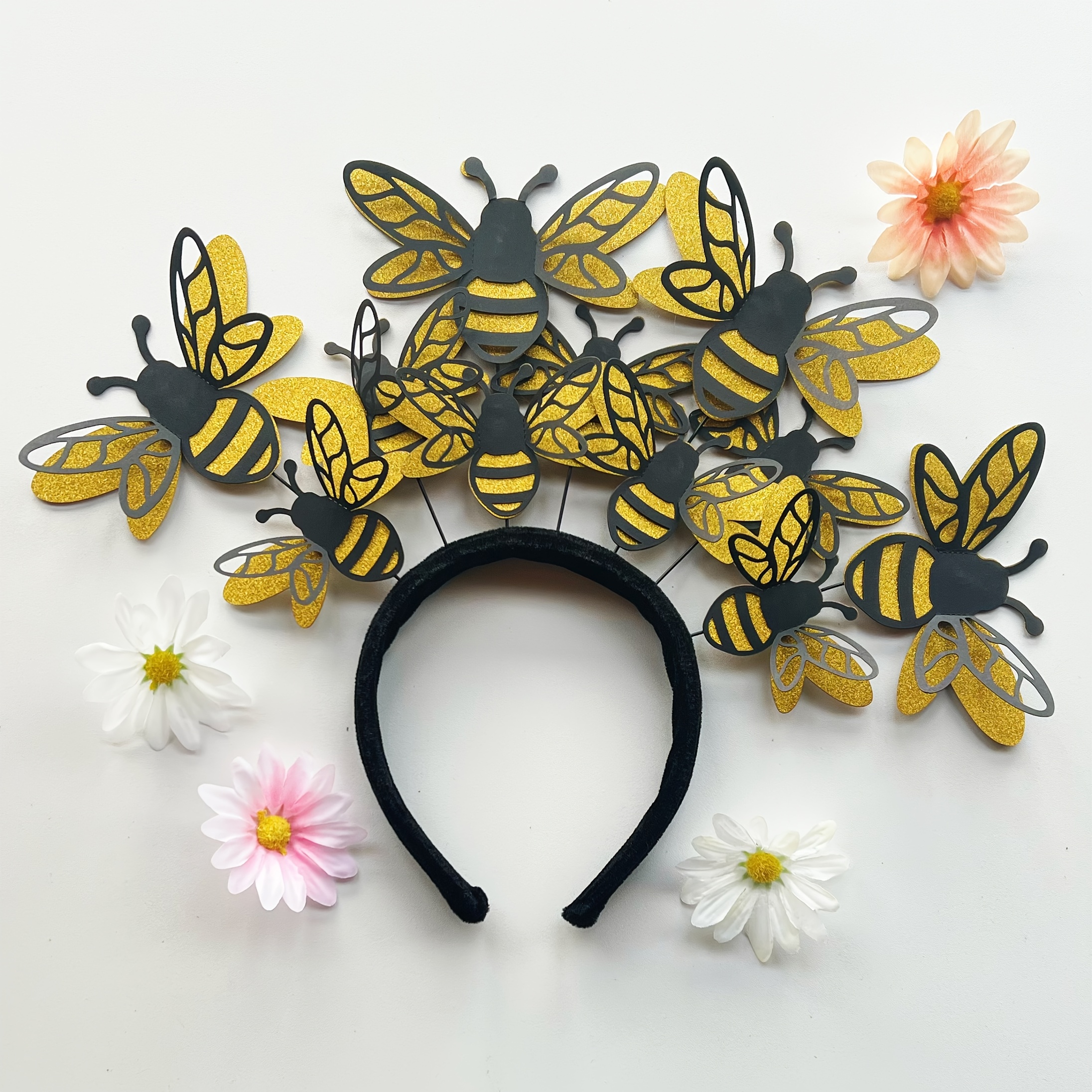 1pc Handmade 3d Wing Bee Costume Headpiece - Realistic Bee With Wings, Vibrant Colors, Comfortable & Suitable For Costumes, Cosplay, Role-play - Unisex & (polyester Fabric)