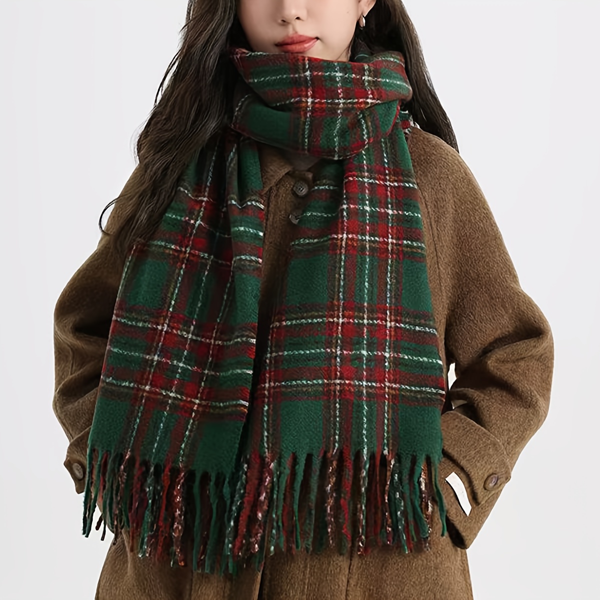 TEMU Christmas Scarf, Autumn And Winter 2025 New Style, High-end Thick And Warm Neckerchief