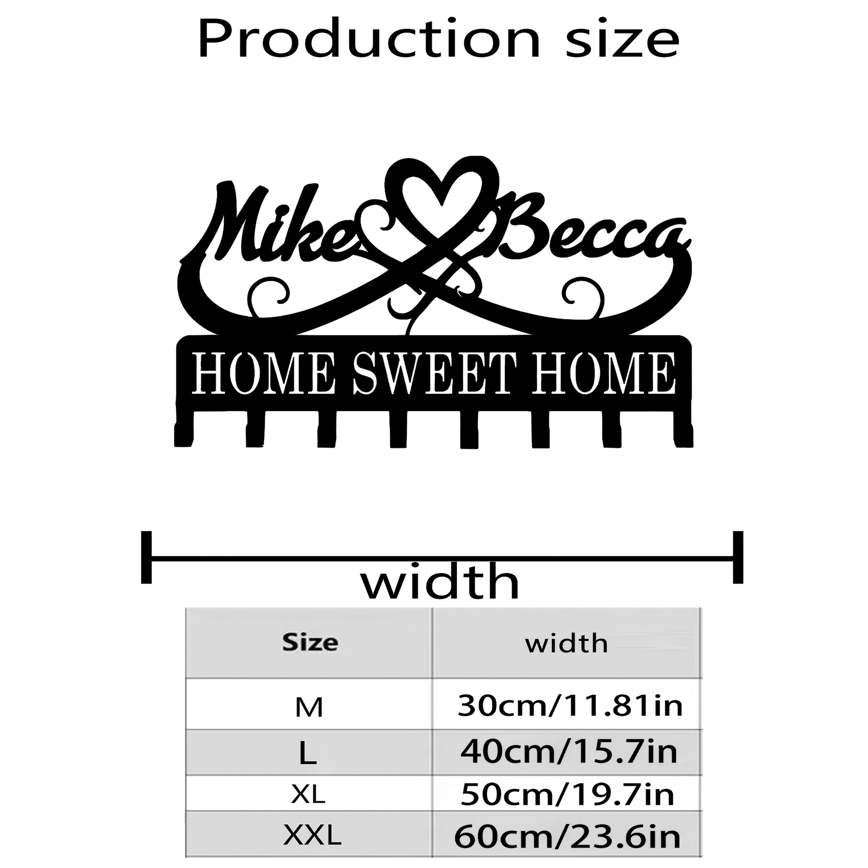TEMU A Personalized Wrought Iron Key Wall Hanger That Customized With The Names Of Couples Or Family , Featuring A . This Metal Wall Hook Is Suitable