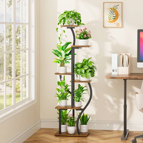 1pc indoor plant stand lights 6 tier corner small display stand 53 multi functional metal shelf for plants curved shaped plant shelf for living room balcony multiple home decor good gift for her