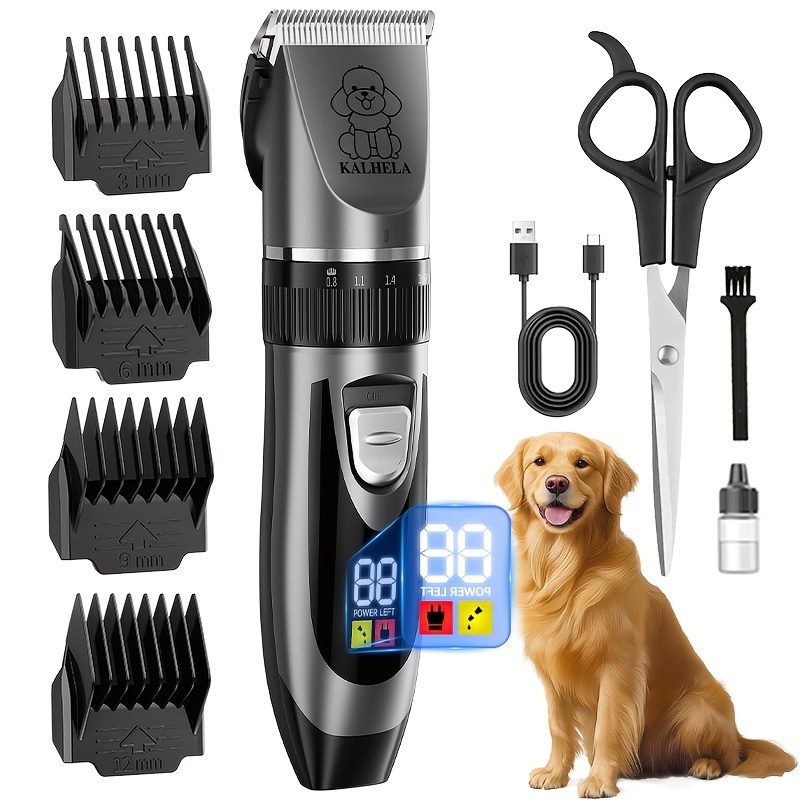TEMU Dog Grooming Kit With Wireless, Low-noise, Quiet Electric Clippers - Rechargeable Lithium Battery, Thick Fur Trimming For Small And Large Dogs