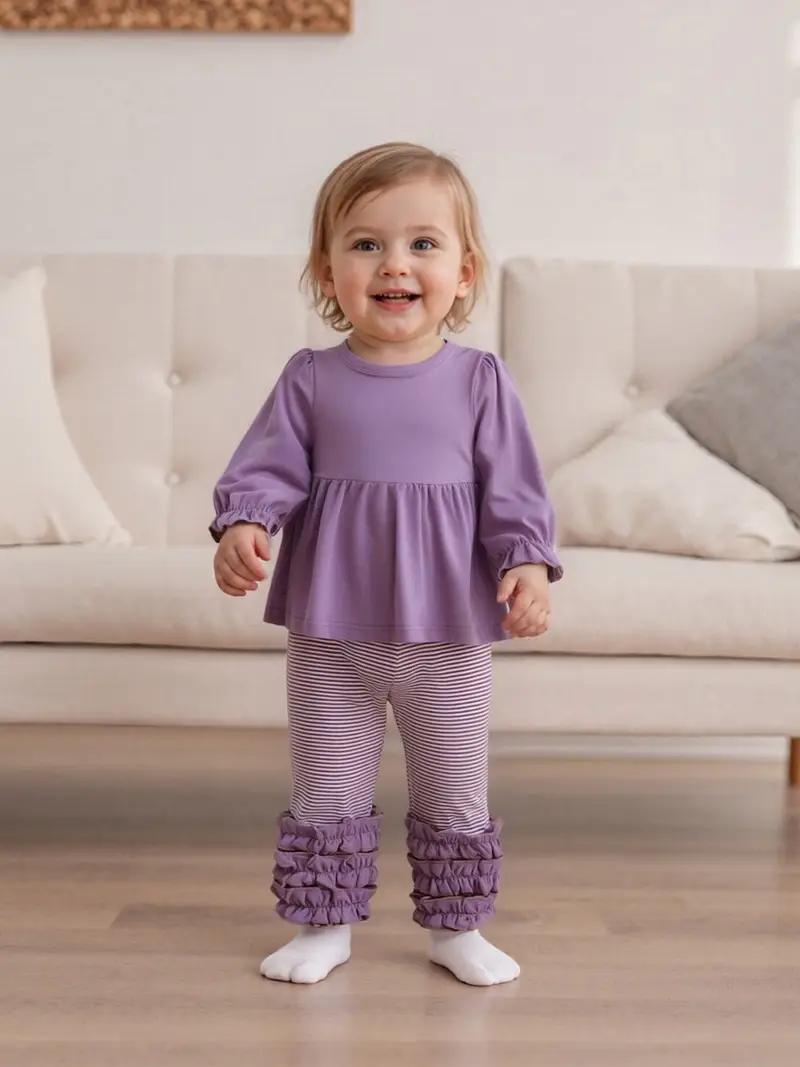 2pcs toddler girl winter outfit set soft cotton puff sleeve - Temu 2pcs toddler girl winter outfit set soft cotton puff sleeve - Temu
