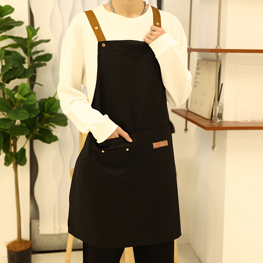 E-shop Unisex Verstellbare Polyester-Schürze mit - Waschbar & Wiederverwendbar für Gartenarbeit, Malerei, Café, Restaurant, Küche - Schwarz, Kaffee,