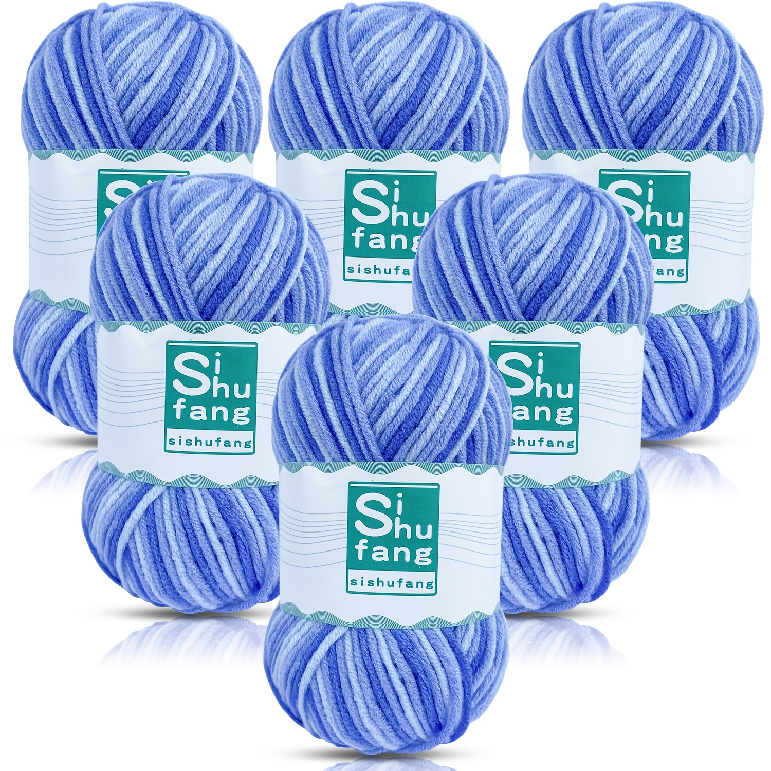 E-shop 6-fädiges Gradient Farb-Häkelgarn 6er Set, Mehrfarbiges Acryl-Geflechtgarn, 5-fädiges Häkelgarn mittlerer Dicke, geeignet für Häkelkleidung,