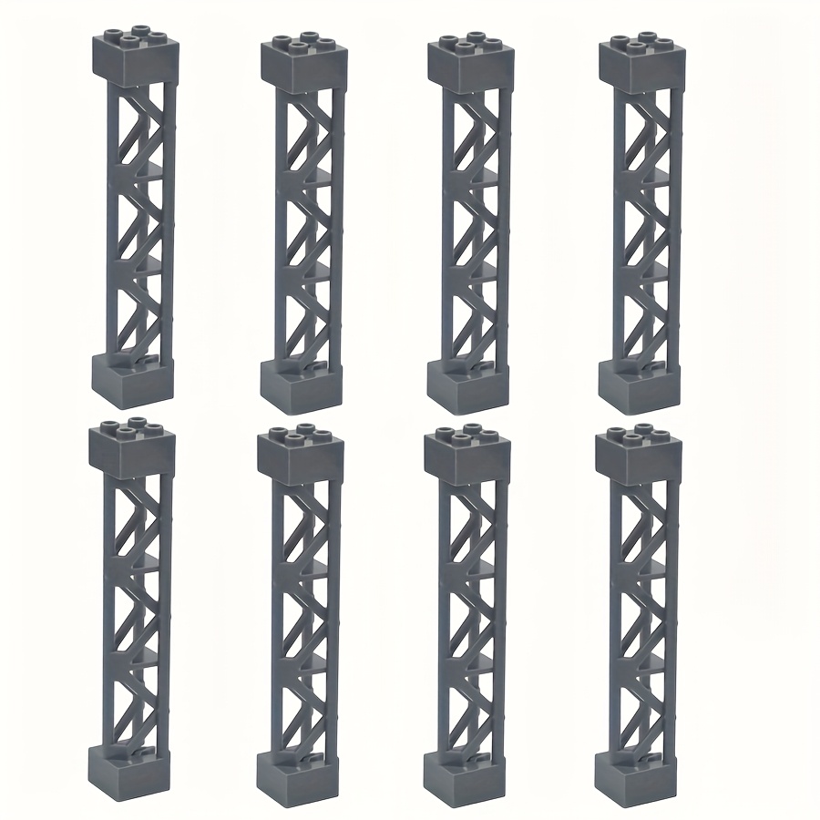 Image of 8pcs Moc Column Volume Wood 2x2x10 - Interlocking Support Base, Durable Plastic Material Suitable For , Towers And Structure Construction - Compatible With, And Toys, High-quality Material