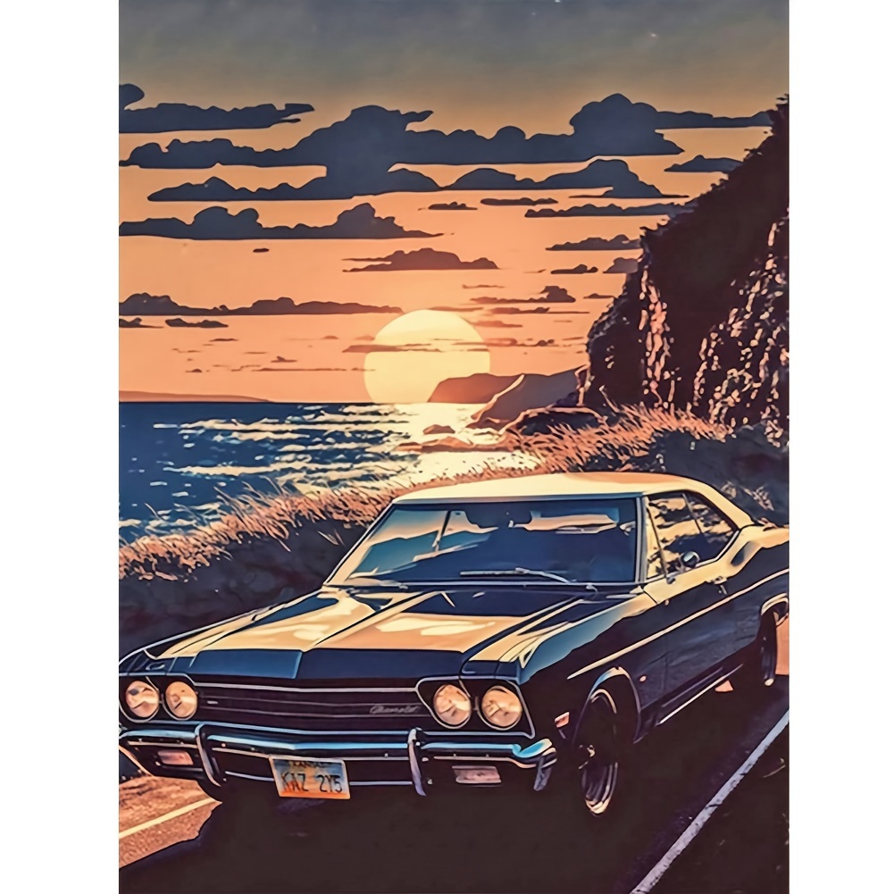 

Car Under Sunset Diamond Art Painting Kit 5d Diamond Art Set Painting With Diamond Gems, Arts And Crafts For Home Wall Decor