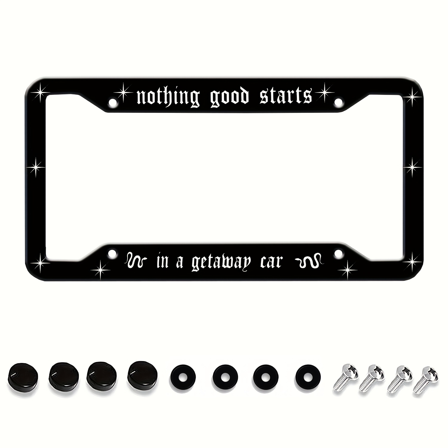 

Xclpf " Good In A Car" Black Aluminum License Plate Frame, 12x6 Inches - Fit With Screws, Ideal Gift For