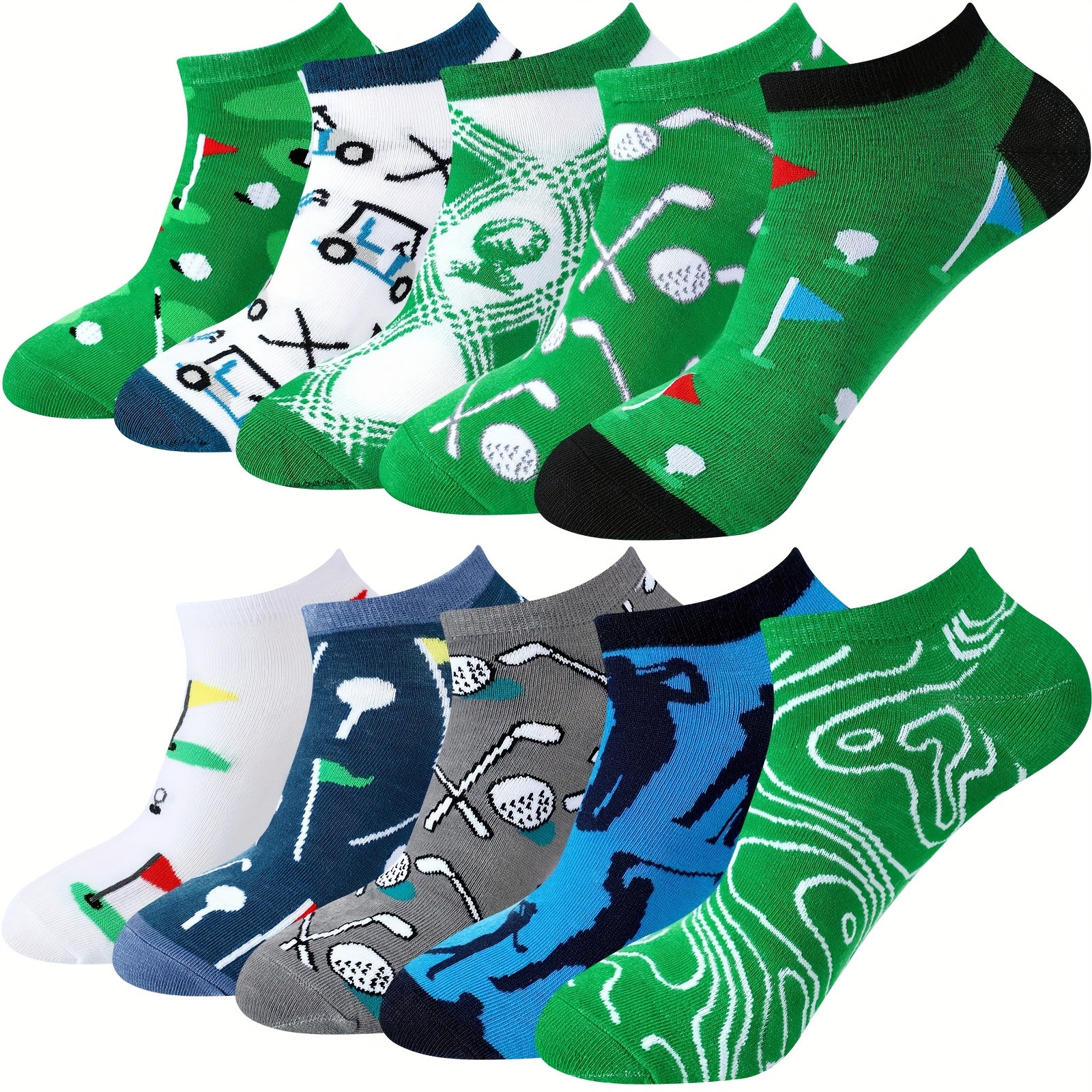 TEMU 10 Pairs Men's Golf Socks Novelty Athletic Low No Show Sock For Men Christmas Birthday Gifts