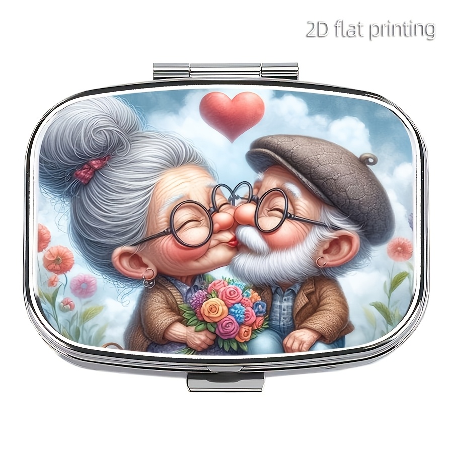 Image of Personal Pill Organizer Box, 1pc, Small Box For Elderly Couples , 2-compartment Medicine Box, Rectangular Decorative Box, Vitamin Tablet Storage Box For Wallets And Travel Gifts
