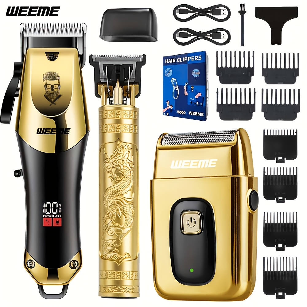   3-teiliges herren-elektrohaarschneiderset, haarschneideset für zuhause, usb-ladbares elektrokammset mit legierungskopf und lcd-display, reisegeeignet – ideales geschenk zum vatertag