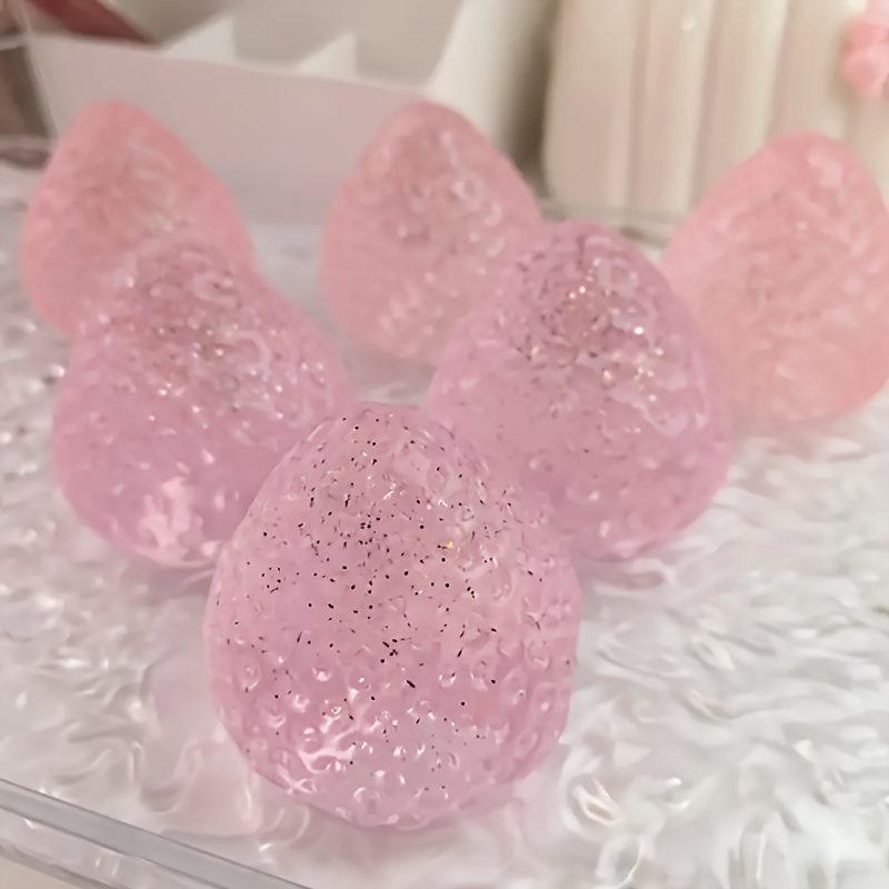 Transparent Strawberry Relax Squeeze Toy - Soft TPU Material, Easy-Clean DIY Squeeze Toy for Adults & Kids, Christmas Party Favors, Home Decor Gift, Playful Design, Durablethermoplastic