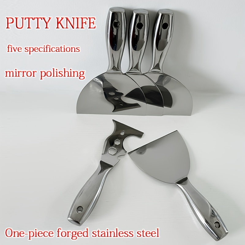 American-style High-End Professional Grade 420 Stainless Steel Full-Body Putty Knife, All-Stainless Steel Putty Knife, Cleaning Scraper, Spatula, Grout Trowel, Plaster and Putty Knife, Household Multi-Functional Thickened Scraper, Blade Not Included