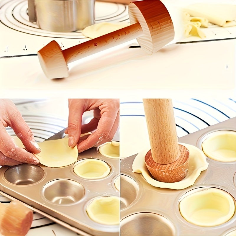 

1pc Dual-end Wooden Egg Tart Mold - Pies & Pastries, Equipment