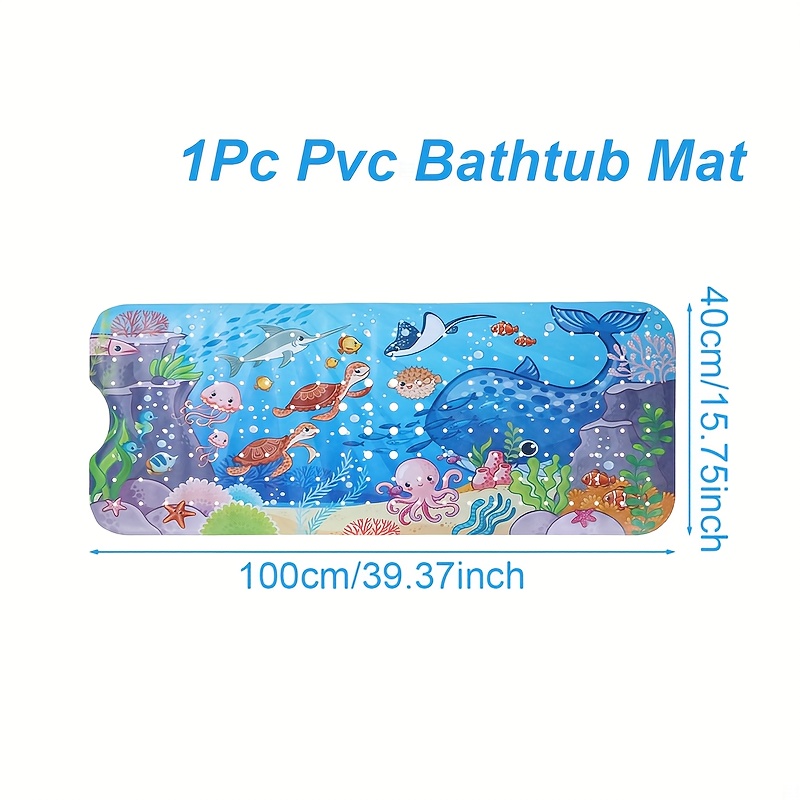 TEMU 1 Pack, Pvc Bath Mat, Design, Including Turtle And Whale Patterns, With Suction Cups And Drainage Holes, Ideal For Birthday Celebrations, Theme