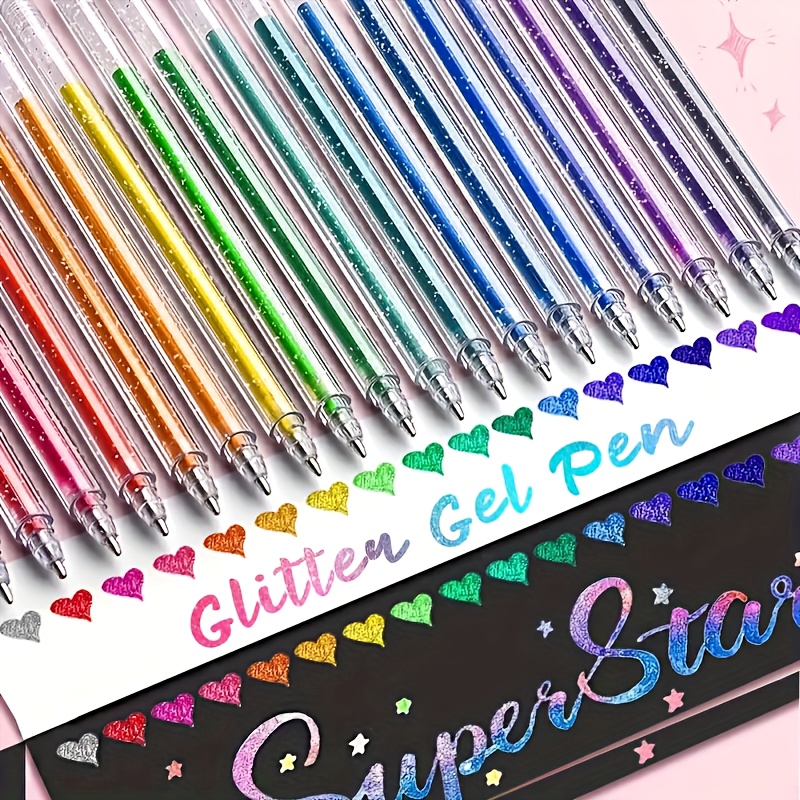 24pcs color changing glitter pens flowing sand sparkling   gel pens aurora shimmer highlighters for journaling and drawing