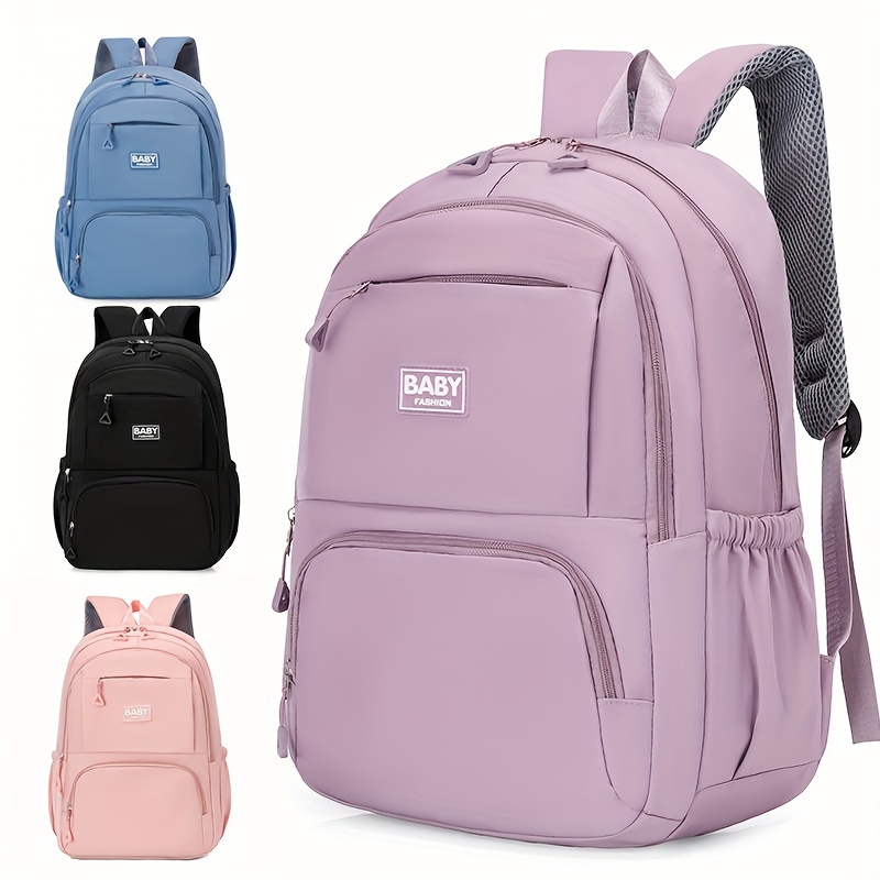 TEMU Trendy Casual Solid Color Backpack With Adjustable Shoulder Straps For Man And Women, Waterproof Schoolbag For Outdoors & College & Library