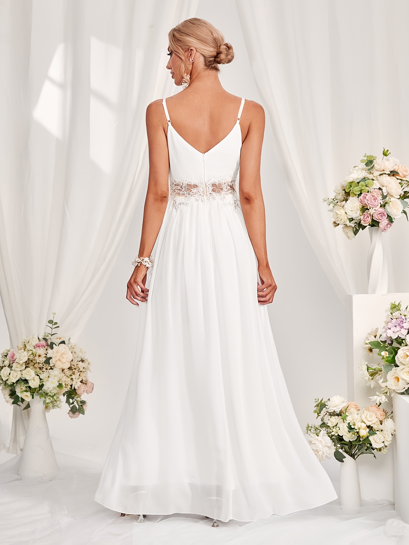 spaghetti strap backless wedding dress Spaghetti Straps Lace Champagne Wedding Dress Bridal Gowns PG378 US6 / Champagne