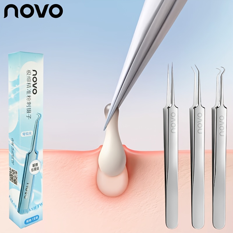 1pc blackhead blemish removers professional precision tweezers ultra thin tip high hard stainless steel blackhead remover tweezers precision pimple popper tool blackhead extractor hair and beard gripper with strong bite for secure hold