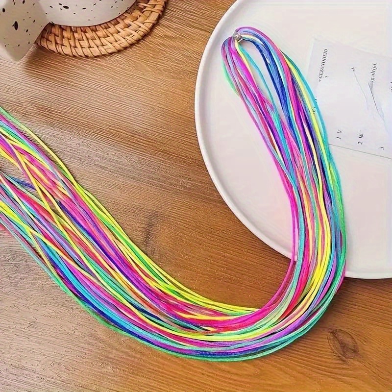 1 Set Of Gradient Multicolor Hair Ties With Sturdy Rainbow Cords, Fashionable Ombre Braiding Yarn, Braiding Thread, Hair Styling Accessories, Halloween Hair Accessories