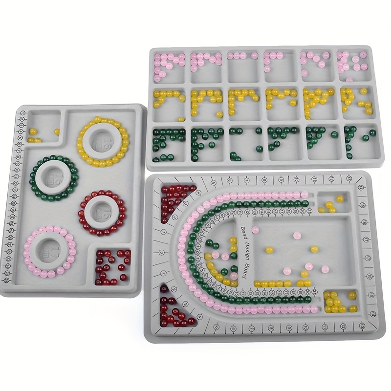 Image of Handmade Beading Design Tray 3pcs Set, Necklace Bracelet Accessory Beading And Cultural Artifact Display Tool Tray, Loose Bead Storage Tray