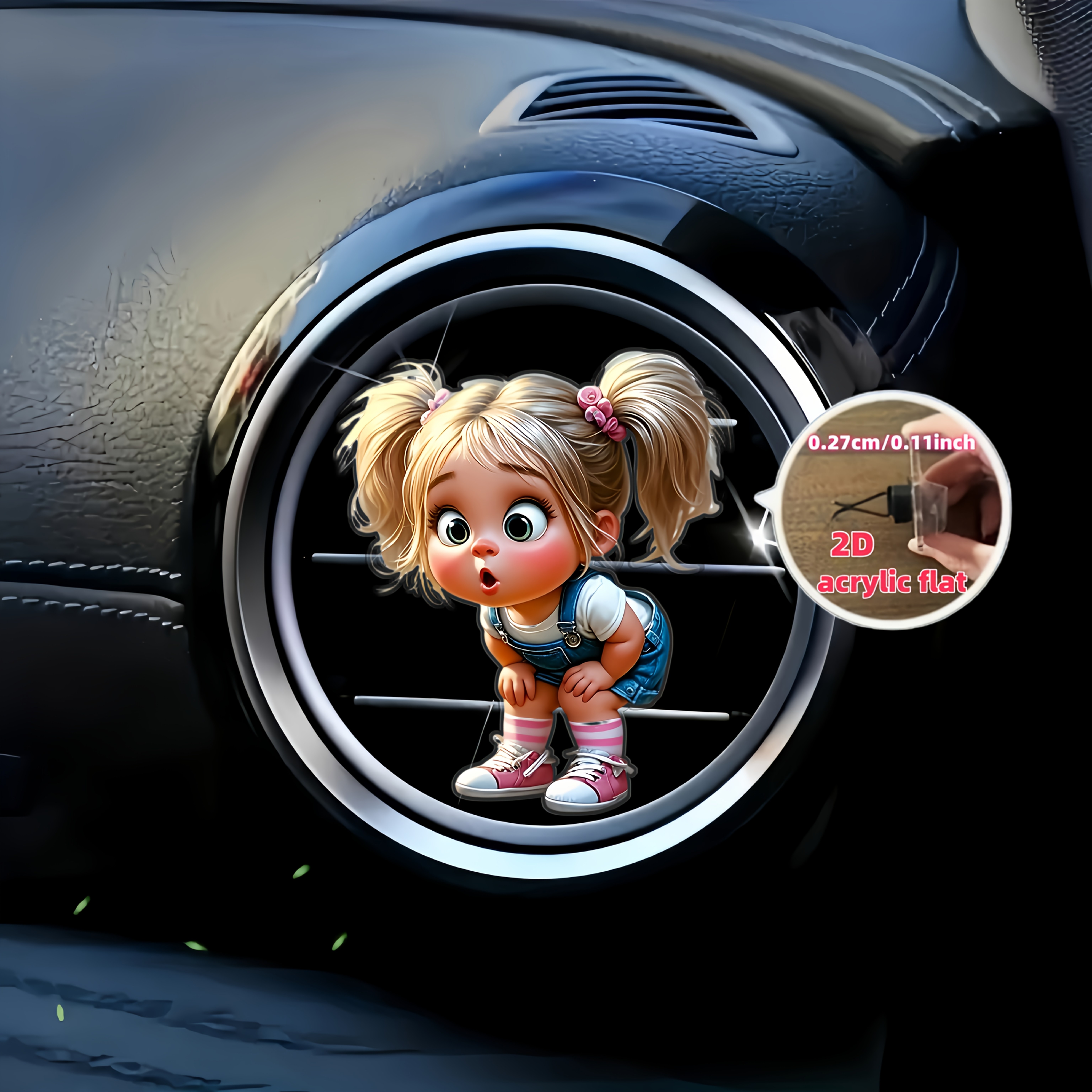 Image of 2d Flat, 1pc Twin-tail Little Girl Car Vent Clip, In-car Air Freshener, Elegant Car Air Freshener Gift, Gift For , Holiday Gift, Car Interior Additions, No Scent Source, You Can Add Fragrance Yourself