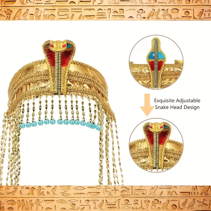 ägyptische kopfbedeckung, ägyptische damenbekleidung, accessoires, kopfschmuck, kostümzubehör für rollenspiele, karnevalsparty-krone von venedig, goldfarbe